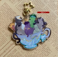 Image 4 of Jojokitty bizzare teacup cats - acrylic keychain!