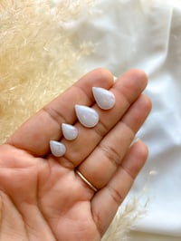 Image 1 of Silver Bezel Pear Shaped BM Studs (Opal Option, small or medium stud)