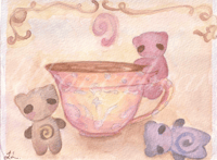 ‘tea & honey bears’ watercolor print 