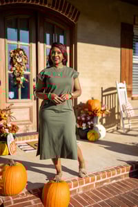 Image 1 of Round Neck Midi Dresss w/side splits 