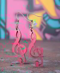 Pink Treble Clef earrings 