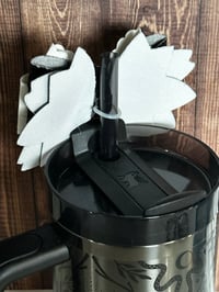 Image 3 of Deadly Damask Black and White Tumbler Straw Topper Bow