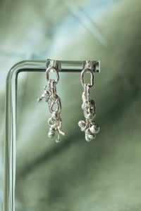 Image 5 of Silver Moss Chainlink Earrings - 2