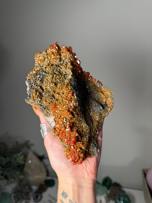 XL SHIMMERY HALLOWEEN ORANGE VANADINITE SPECIMENS FROM MOROCCO