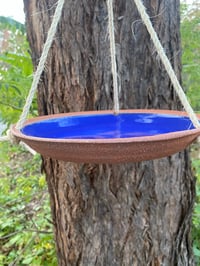 Image 2 of Large Blue glazed bird bath/feeder
