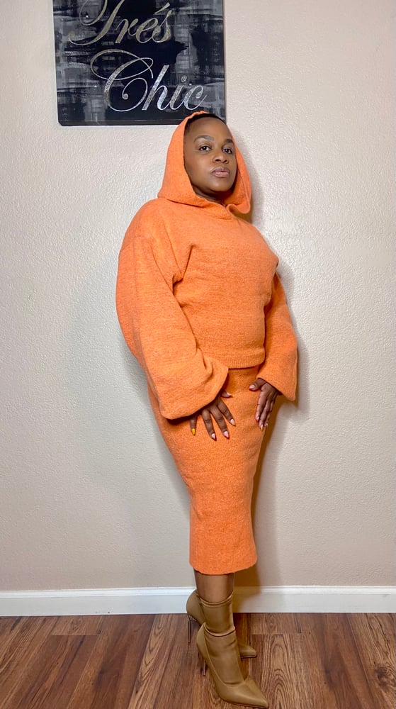 Image of Orange Hoodie SweaterDress