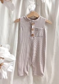 Image 1 of Baby Boy Onesie for Photoshoot | Jeremy | neutral beige |9-12 months | ribbed fabric