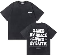 Image 1 of Vintage Christian Jesus Shirt (Saved By Grace Living By Faith)