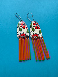 Image 1 of Retro Dangle  Vintage Tin Earrings