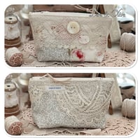 Image 2 of sewing zipper purse and needle book and tiny glass bottle of vintage buttons