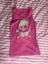 Image 3 of Floral Skull Handmade Tank Top ♡🌸💀(S/M)