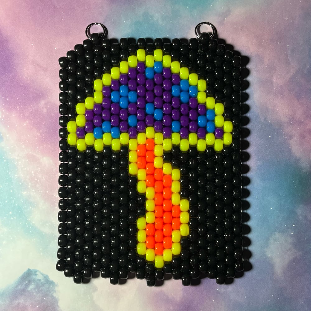 Image of Trippy Glow Mushroom Beaded Tapestry