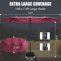 Image 4 of 14FT Large Patio Umbrella with Base & Solar LED Lights - Double-Sided, Customized