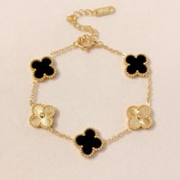Image 2 of Gold & Black Clover Bracelet
