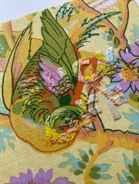 Image 3 of Original Secret Word Embroidery Artwork - “F*** OFF” (Yellow 70s Floral)
