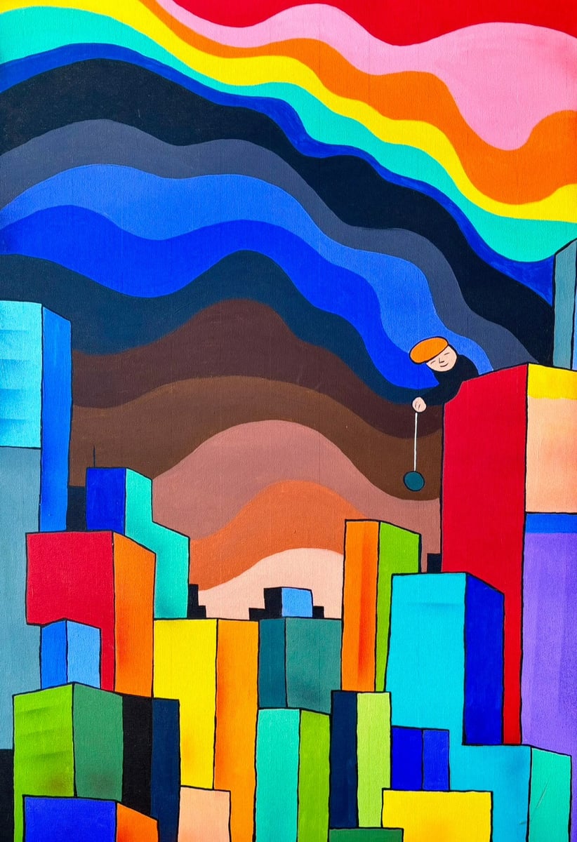 Rooftop Yo-Yo 24x36 Painting