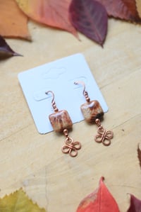 Image 2 of Fossilized Coral Copper Earrings