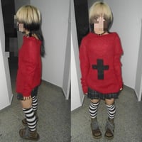 Image 2 of Peace Know red mohair knit