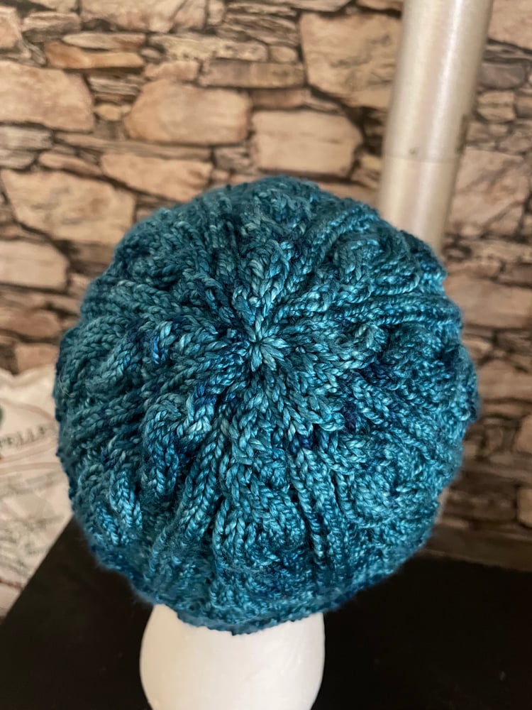 Image of Cable Hat  Tonal Teal.  (Item # 22107)