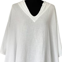 Image 4 of Oh My Gauze White Cotton V Neck Oversize Tunic Top -XXL -Beach Boho