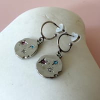 Image 4 of Multi coloured glass Nugget Stainless Steel Half Hoops