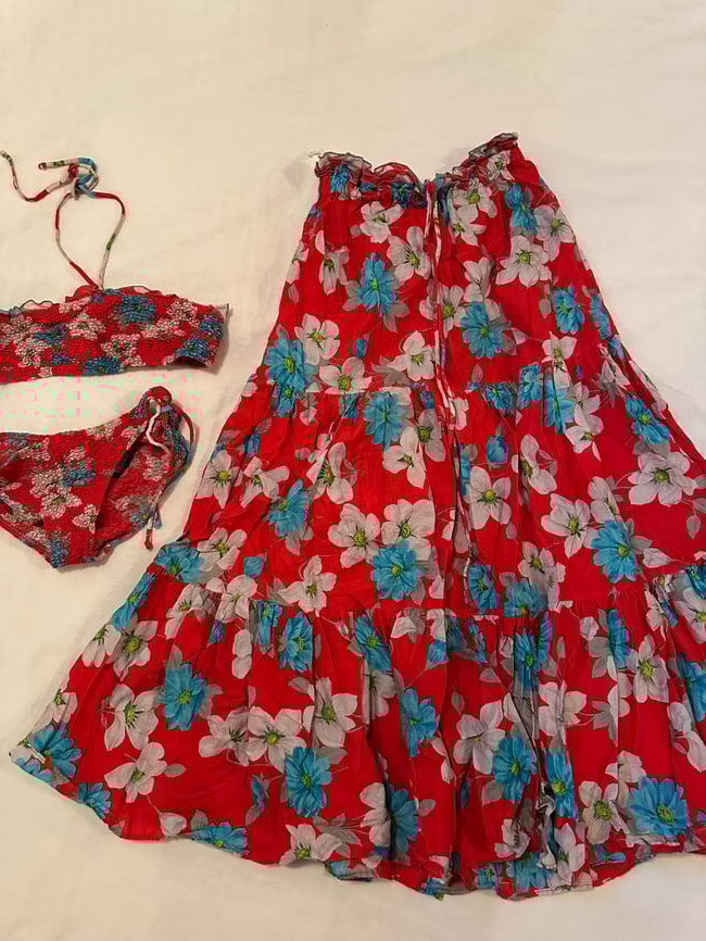 early 70s bikini set with matching dress