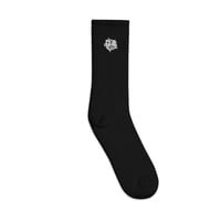 Image 4 of Embroidered socks Black "Scales / Monogram 1"