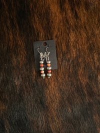 Image 1 of 7mm-8mm Sterling Silver Pearls & Orange Spiny Drops 