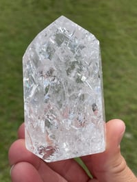 Image 4 of Crackle Quartz Crystal Point With Rainbows #1452