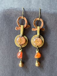 Image 2 of Opal resin earrings (carnelian)