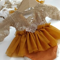 Image 1 of Newborn girls body-dress | Milana | dusty orange & beige