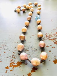 Image 4 of baroque pearl and blue topaz necklace