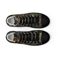 Image 12 of Tattered Look Goth Inspired Black, Gray and Gold Women’s high top canvas shoes