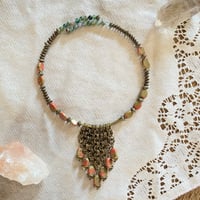 Image 5 of UNAKITE STONE STATEMENT NECKLACE 