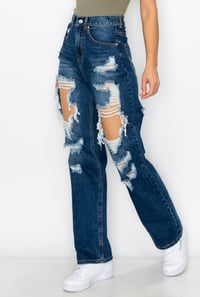Image 2 of  WIDE LEG ELASTIC WAIST JEAN