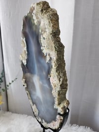 Image 5 of 6.4lb Flower Agate XL Rough Edge Crystal Slab with Custom Stand