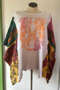 Upcycled “Guns n’ Roses” vintage quilt poncho