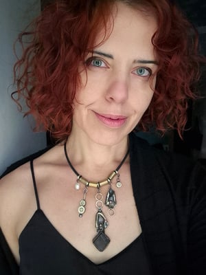 Rauchtopaz and bullet casings necklace 