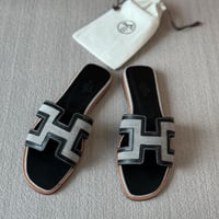 Image 1 of Black+white H sandals 🖤☁️