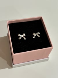 Image 2 of Silver minature bow earrings