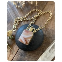 Image 1 of Solid Brass Vessel Necklace - Golden Banded Agate