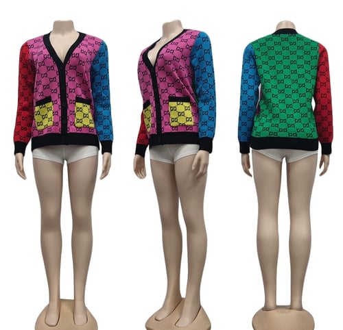 Image of Preppy Chic Cardigan (Hotpink, Turquoise,  Red Yellow, Green)