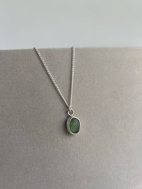 Image 1 of Deep Green Sea Glass Pendant on 18” chain