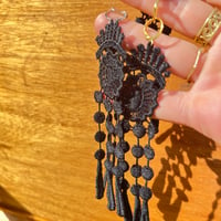 Image 2 of dramatic black lace earrings 