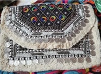 Bohemian Bags cross body or shoulder bag or wear as a clutch bag black circles 