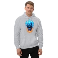 Image 7 of Blue Flaming skull Unisex Hoodie