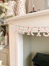 Image 1 of SALE! Wooden Floral Christmas Bunting