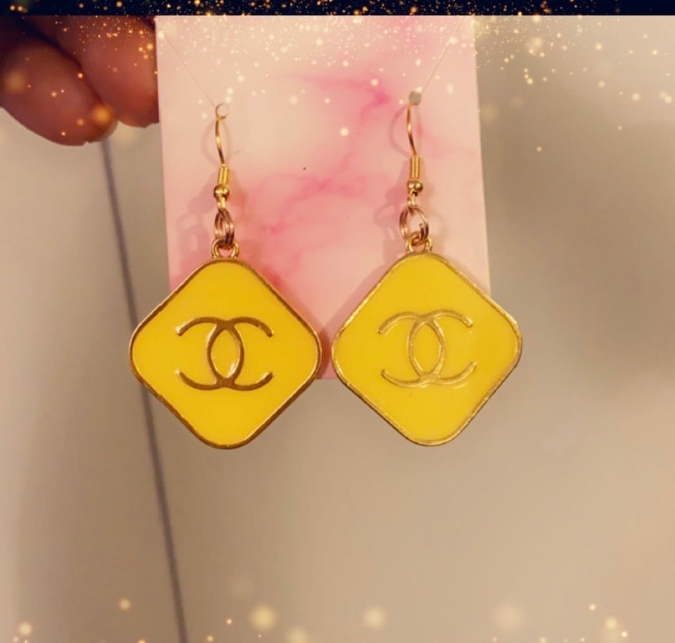 Image of Designer inspired yellow chanel earrings