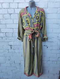 Image 1 of S/m Sari PJs and matching dust bag with tassles lemon and coral