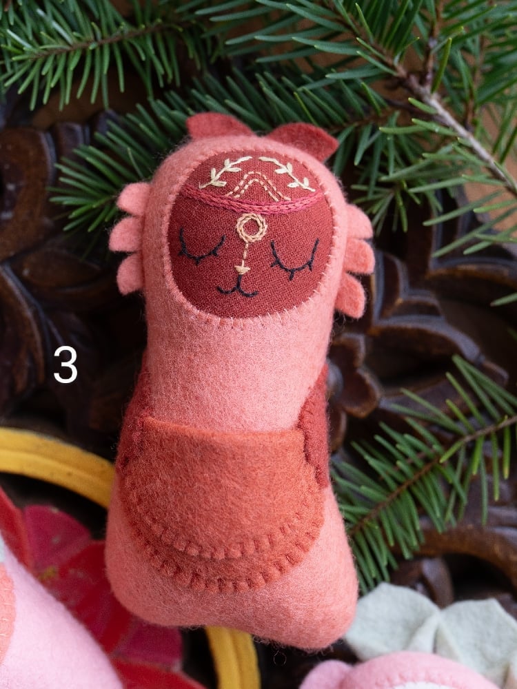 Image of Pink and Salmon Wool Felt Space Friends